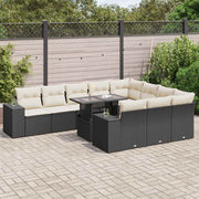11-dijelni set vrtnih sofa od poliratana s jastucima crni