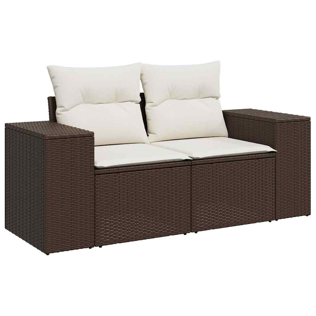 11-dijelni set vrtnih sofa od poliratana s jastucima smeđi