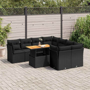 9-dijelni set vrtnih sofa s jastucima crni od poliratana