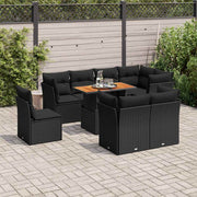 9-dijelni set vrtnih sofa s jastucima crni od poliratana