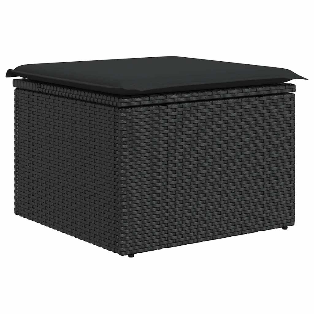 7-dijelni set vrtnih sofa od poliratana s jastucima crni