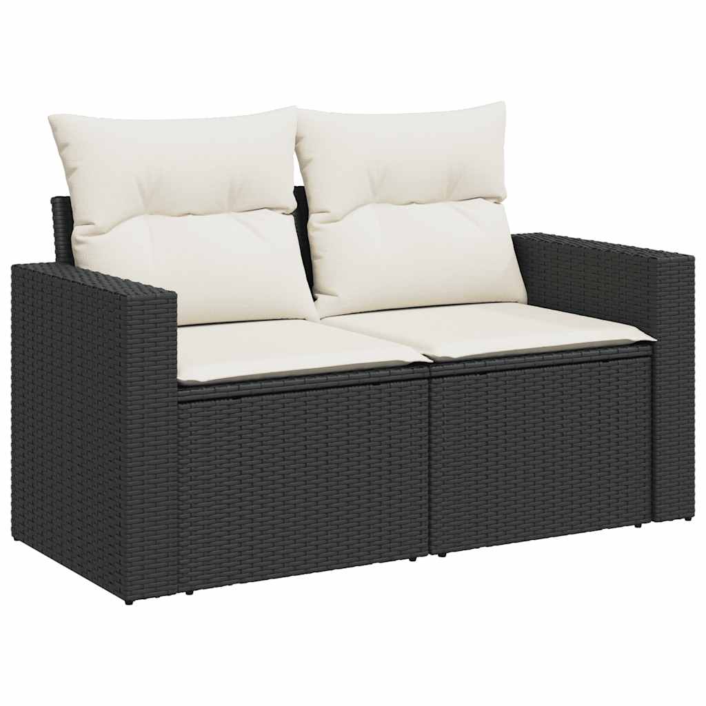 7-dijelni set vrtnih sofa od poliratana s jastucima crni