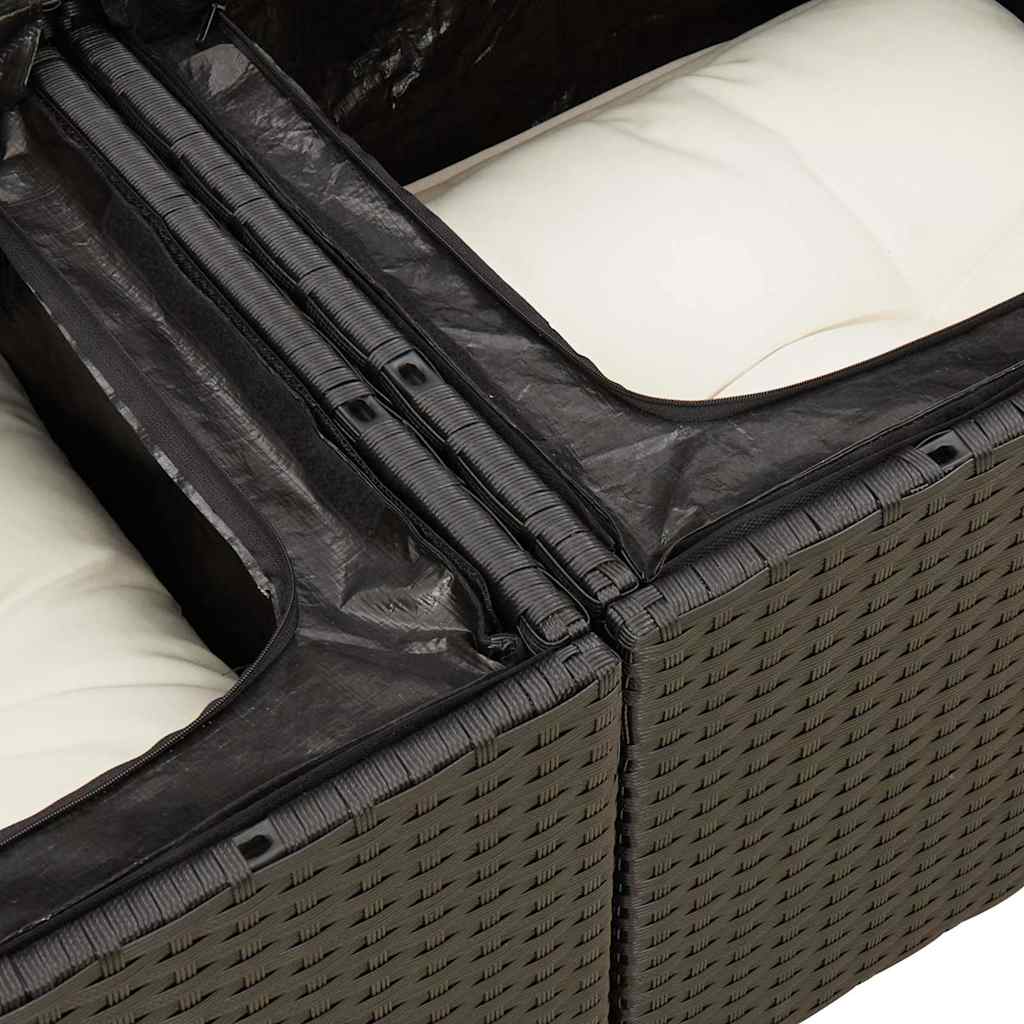 7-dijelni set vrtnih sofa od poliratana s jastucima crni