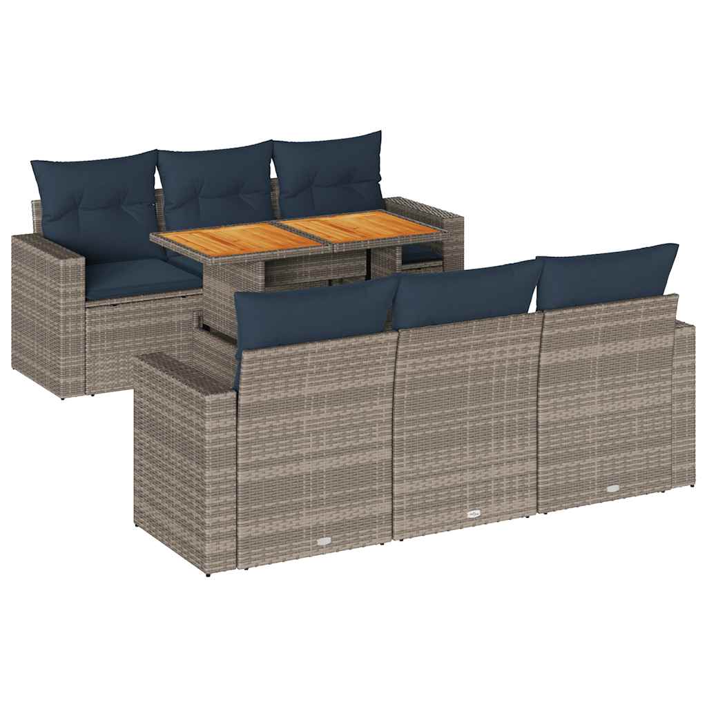 7-dijelni set vrtnih sofa sivi od poliratana