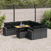 9-dijelni set vrtnih sofa s jastucima crni od poliratana