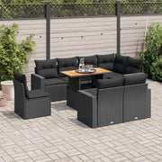 9-dijelni set vrtnih sofa s jastucima crni od poliratana