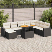 9-dijelni set vrtnih sofa s jastucima crni od poliratana