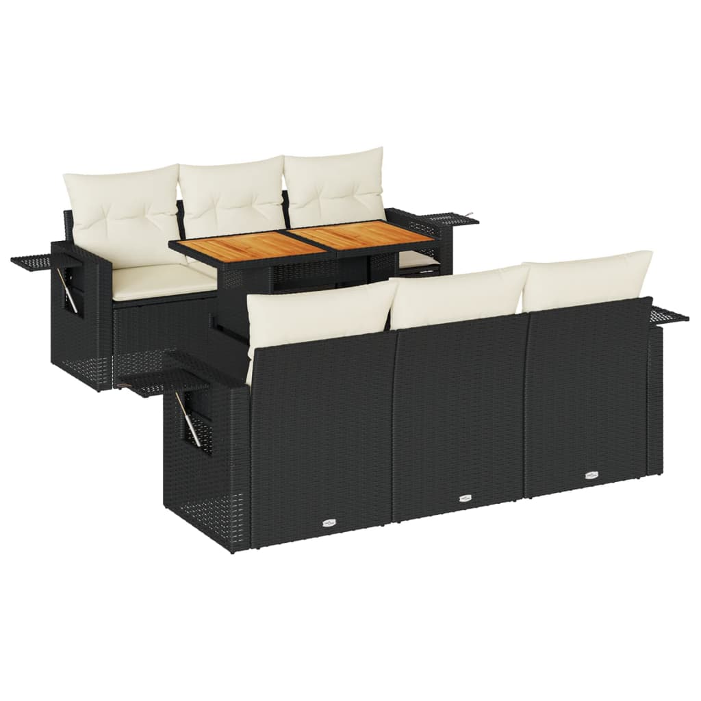 7-dijelni set vrtnih sofa od poliratana s jastucima crni
