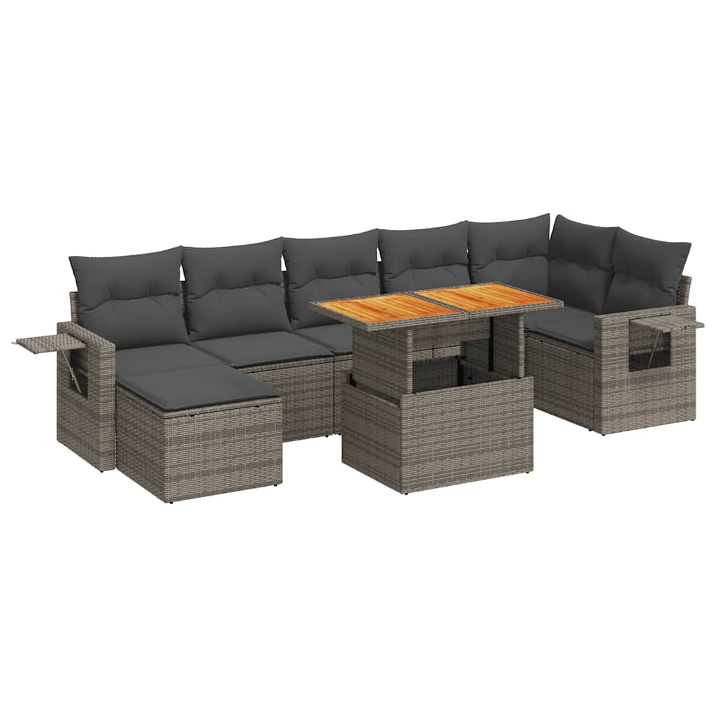 8-dijelni set vrtnih sofa od poliratana s jastucima sivi