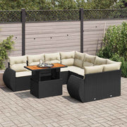 9-dijelni set vrtnih sofa s jastucima crni od poliratana