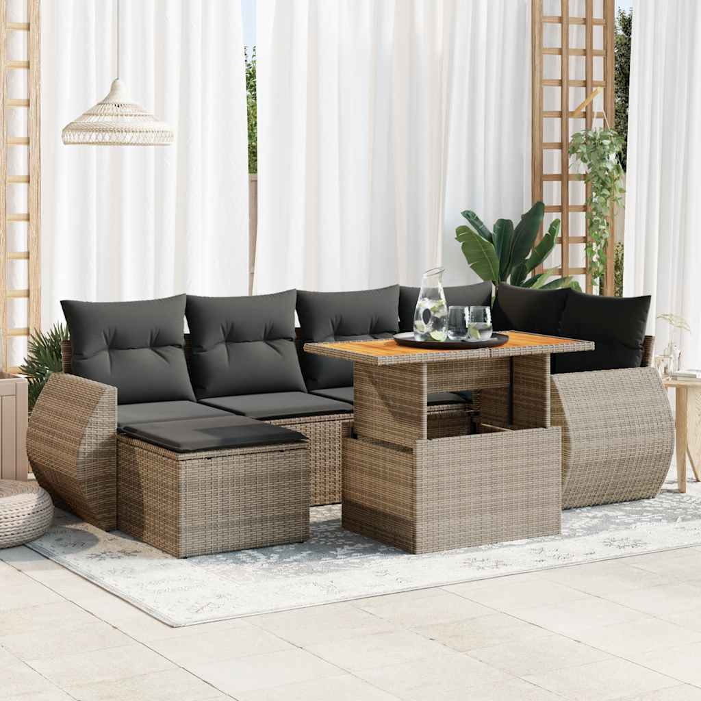 7-dijelni set vrtnih sofa sivi od poliratana