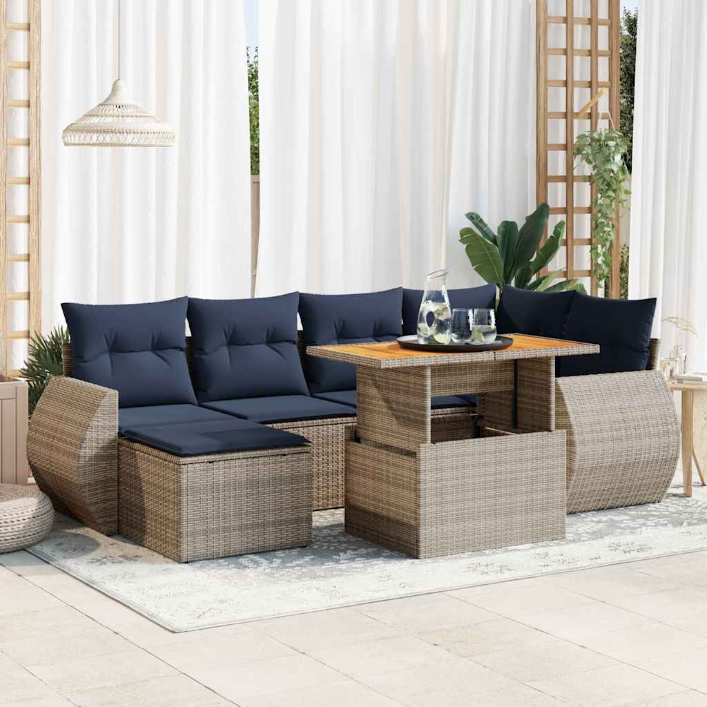 7-dijelni set vrtnih sofa sivi od poliratana