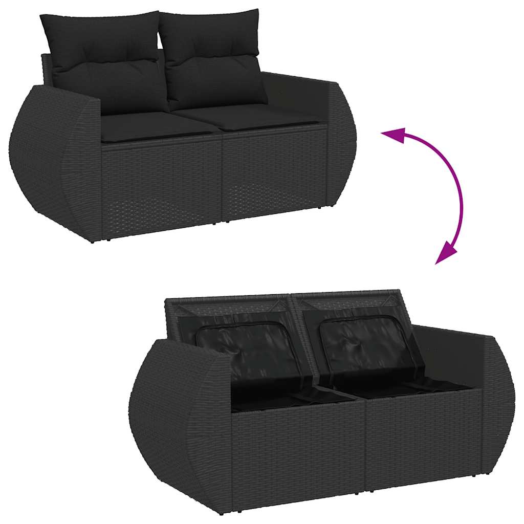 9-dijelni set vrtnih sofa s jastucima crni od poliratana
