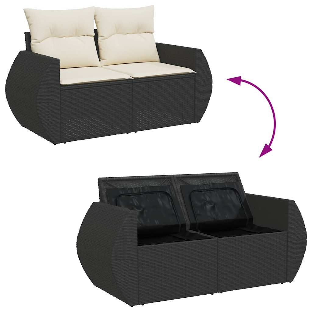 9-dijelni set vrtnih sofa s jastucima crni od poliratana