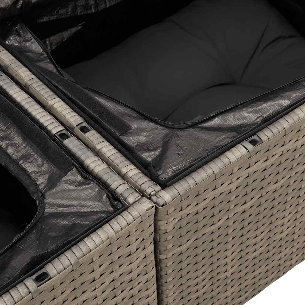 9-dijelni set vrtnih sofa od poliratana s jastucima sivi