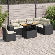 7-dijelni set vrtnih sofa od poliratana s jastucima crni