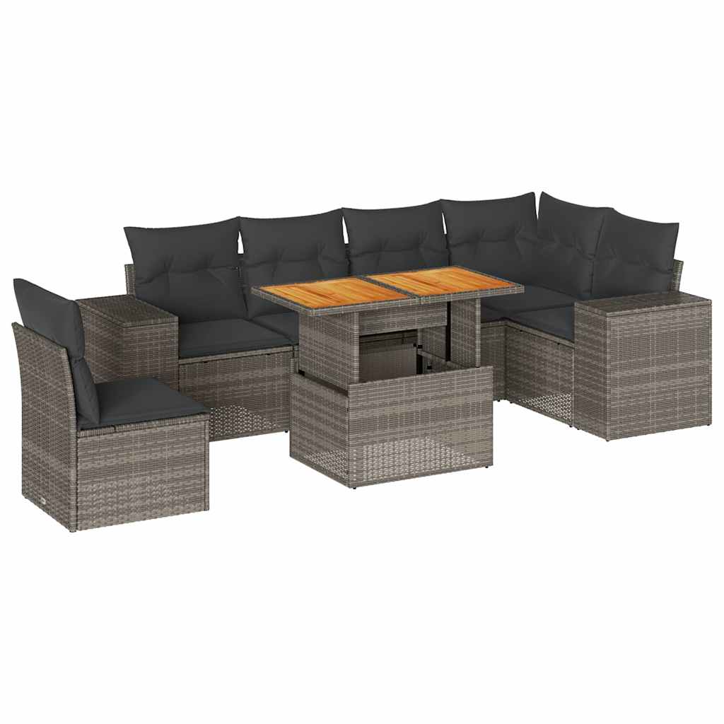 7-dijelni set vrtnih sofa sivi od poliratana