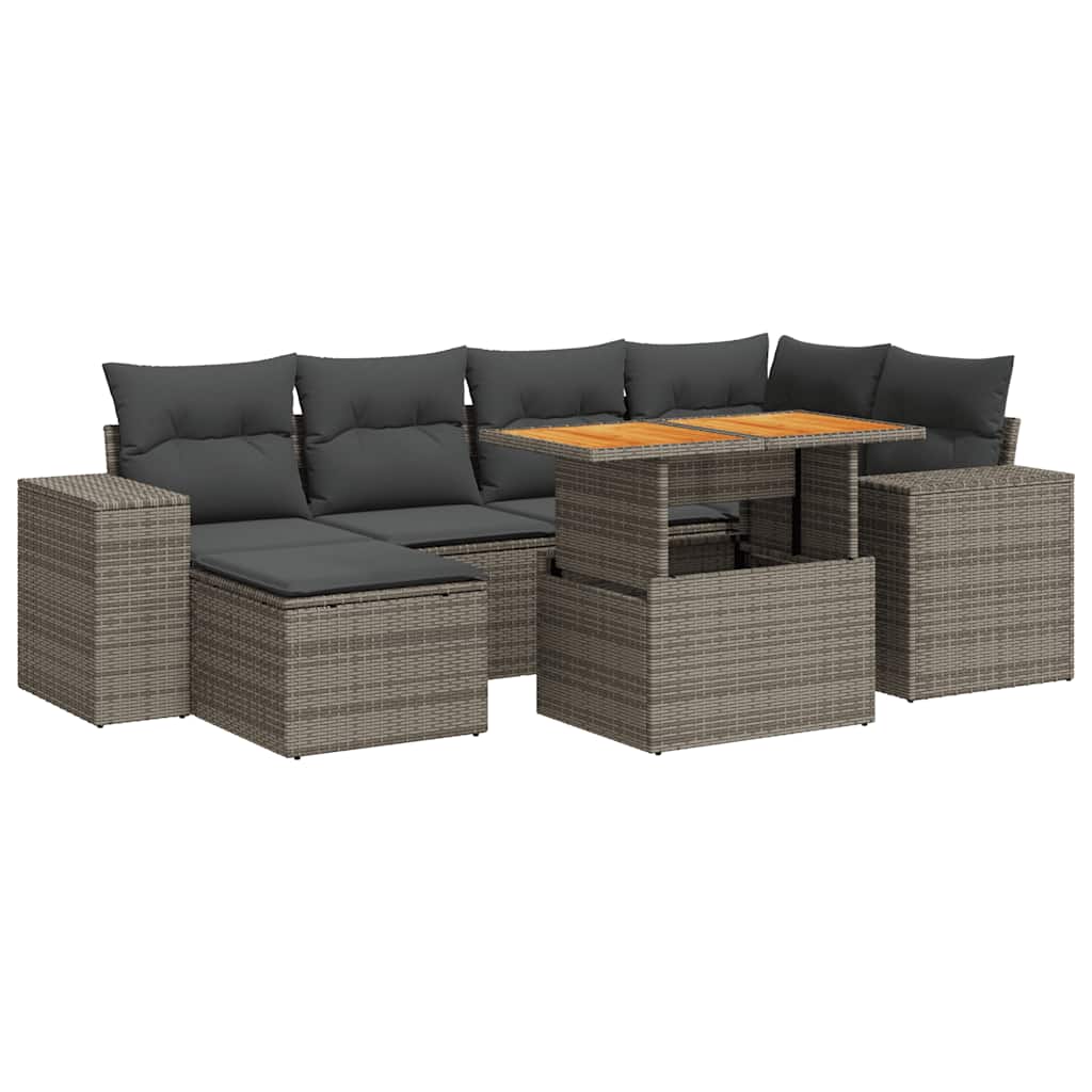7-dijelni set vrtnih sofa sivi od poliratana