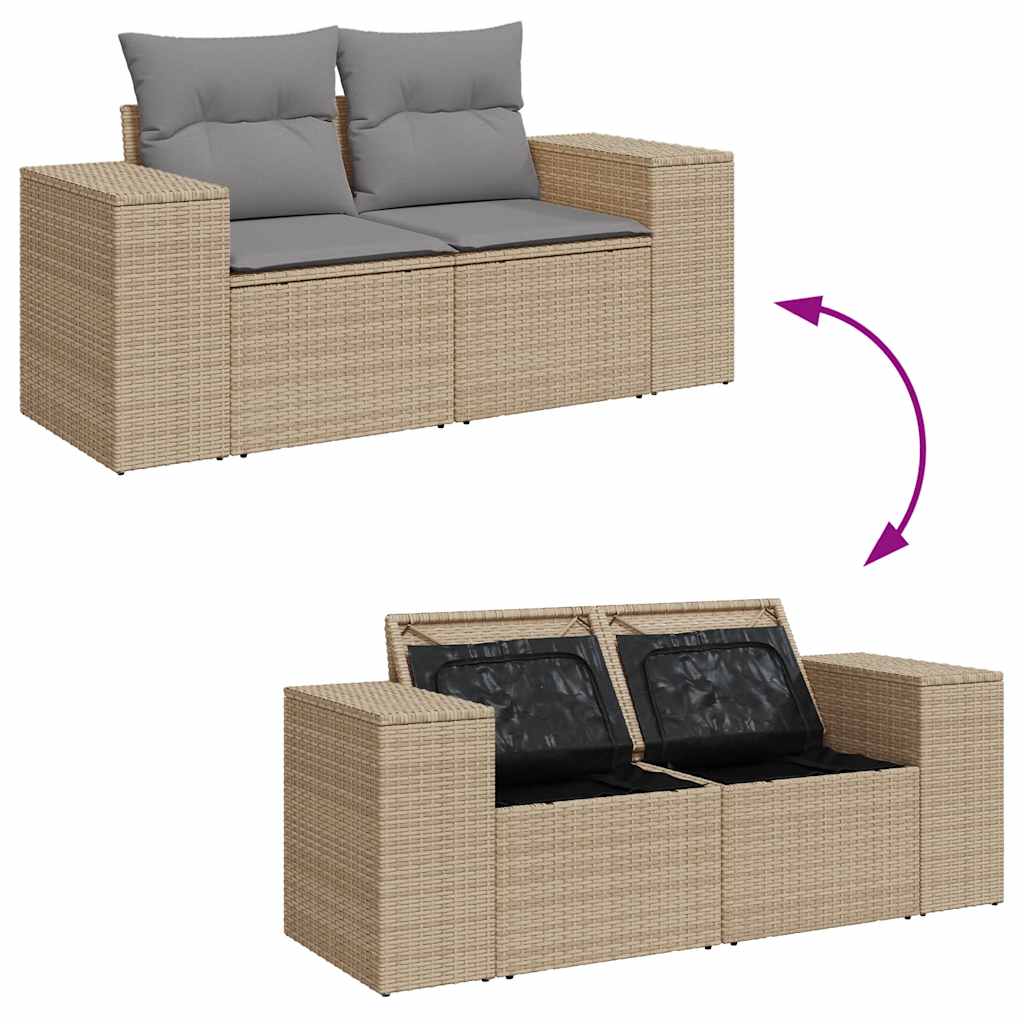 9-dijelni set vrtnih sofa s jastucima bež od poliratana bagrem