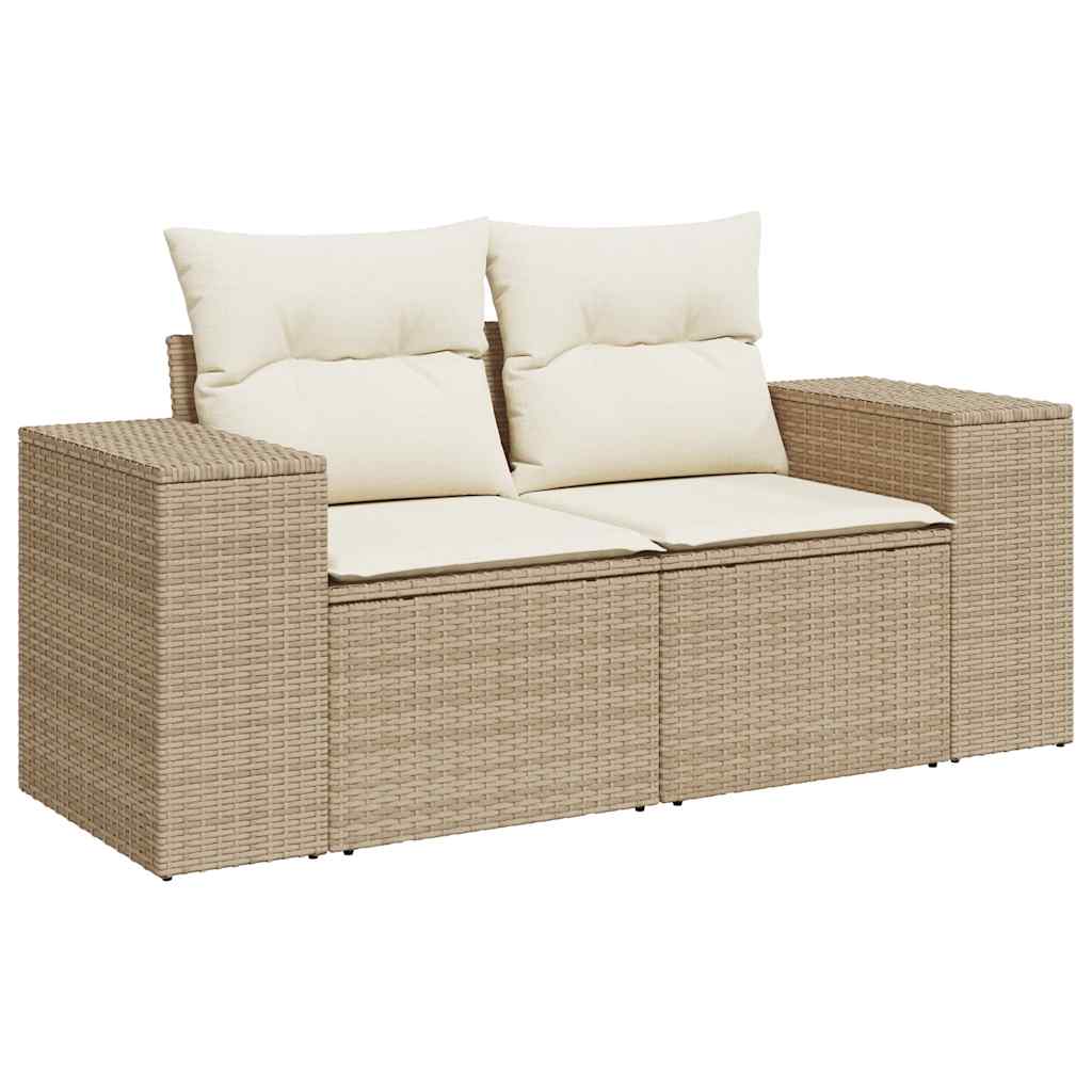 10-dijelni set vrtnih sofa s jastucima bež od poliratana bagrem