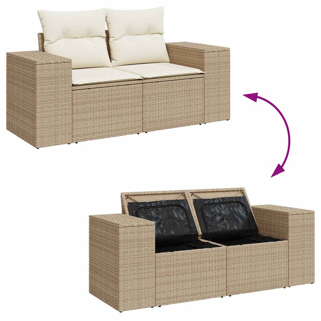 10-dijelni set vrtnih sofa s jastucima bež od poliratana bagrem