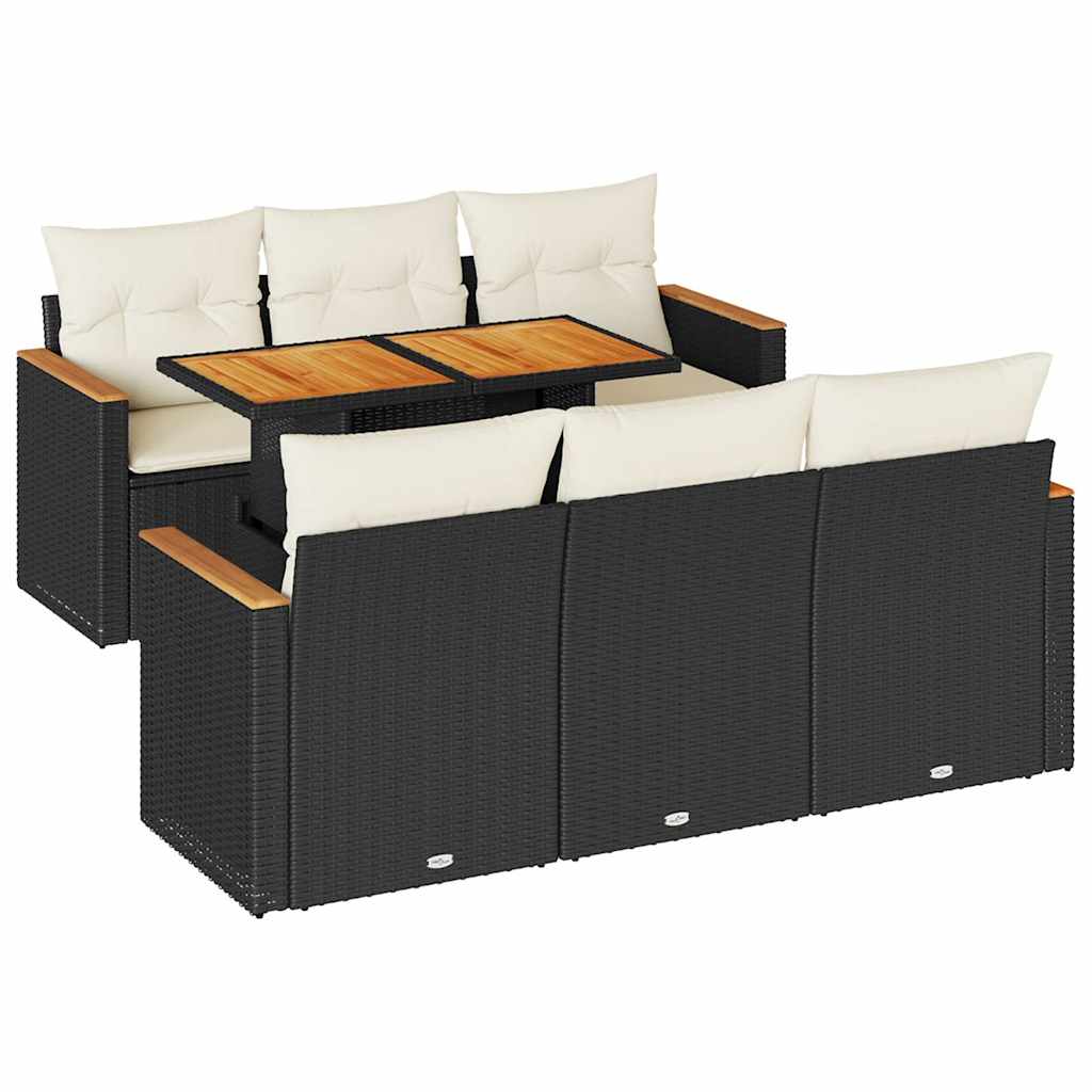 7-dijelni set vrtnih sofa od poliratana s jastucima crni bagrem