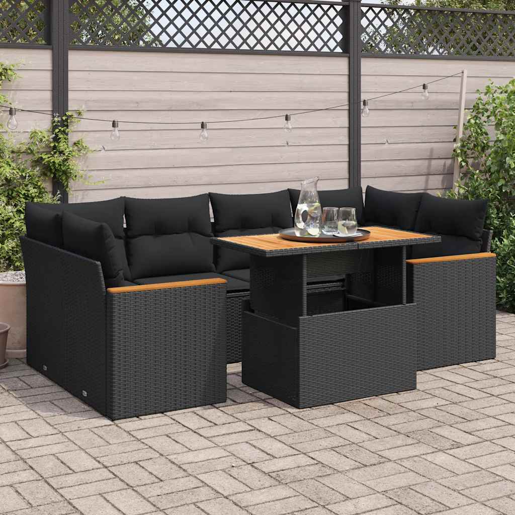 6-dijelni set vrtnih sofa s jastucima crni od poliratana bagrem
