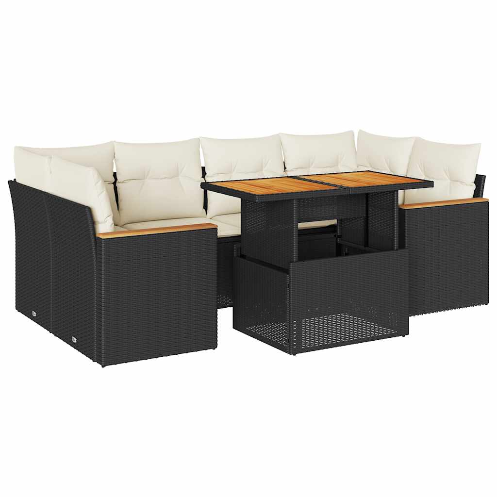 6-dijelni set vrtnih sofa s jastucima crni od poliratana bagrem