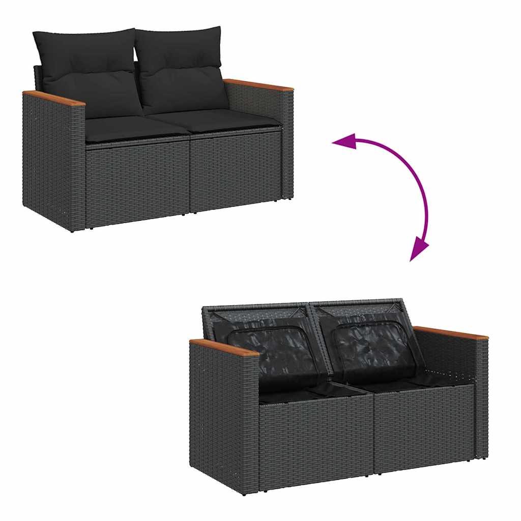9-dijelni set vrtnih sofa s jastucima crni od poliratana bagrem