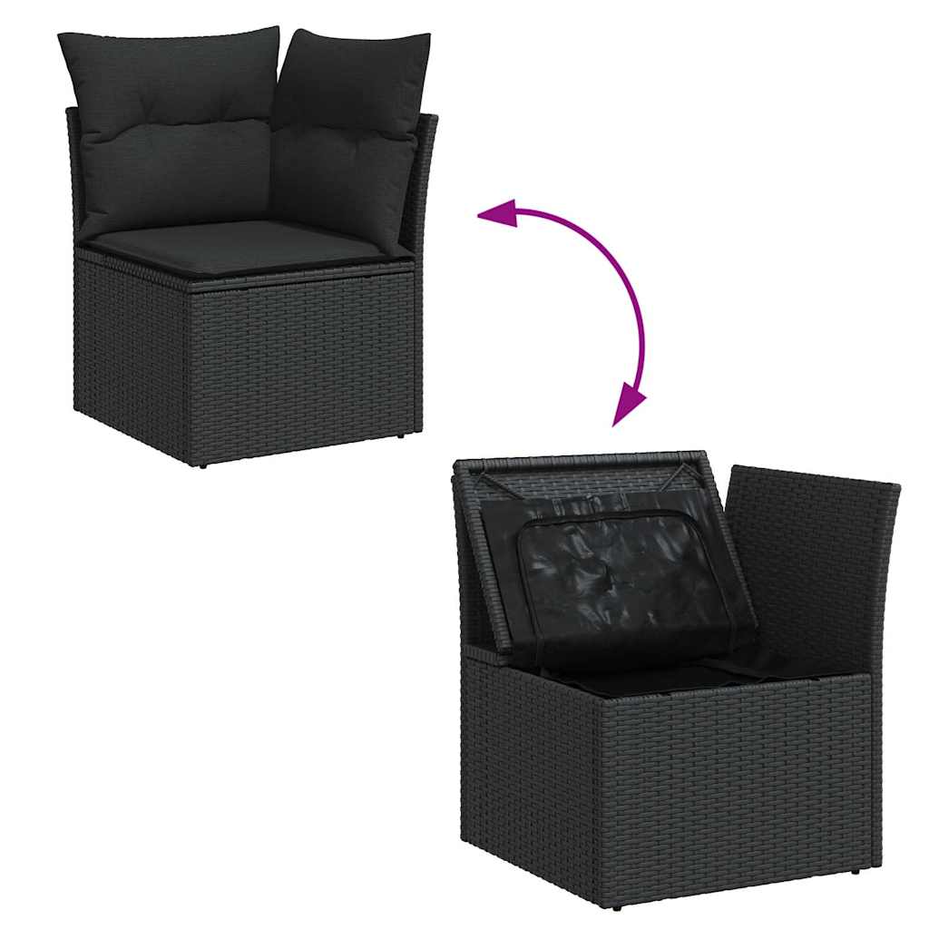 9-dijelni set vrtnih sofa s jastucima crni od poliratana bagrem