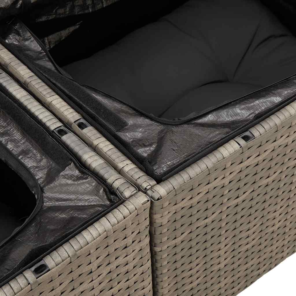 6-dijelni set vrtnih sofa poliratan i bagrem s jastucima sivi
