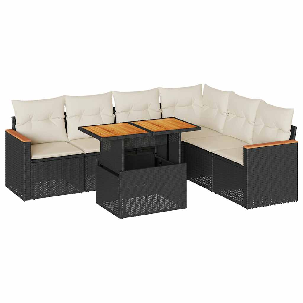 7-dijelni set vrtnih sofa od poliratana s jastucima crni bagrem