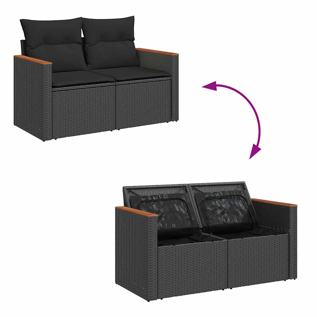 7-dijelni set vrtnih sofa od poliratana s jastucima crni bagrem