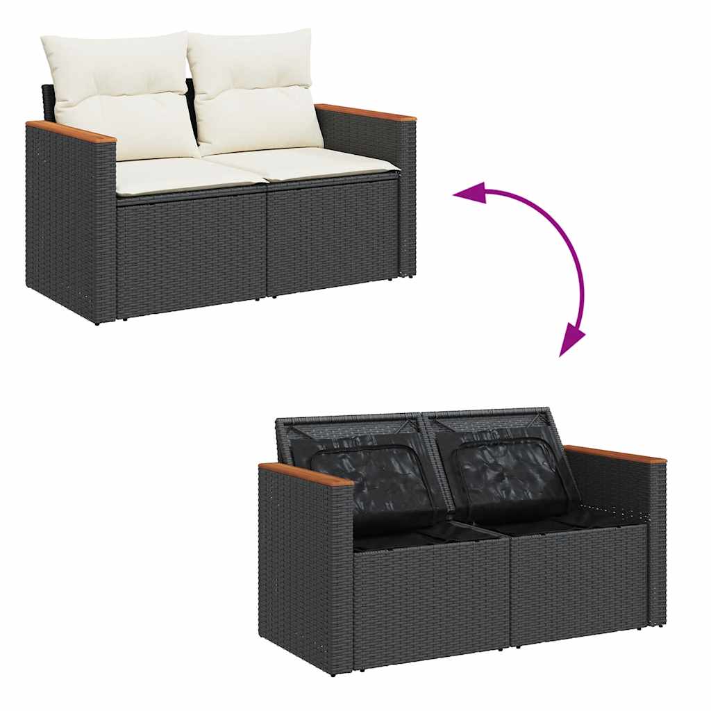7-dijelni set vrtnih sofa od poliratana s jastucima crni bagrem