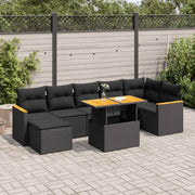 8-dijelni set vrtnih sofa od poliratana s jastucima crni bagrem