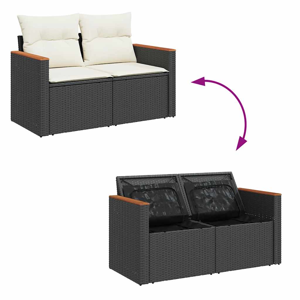 8-dijelni set vrtnih sofa od poliratana s jastucima crni bagrem