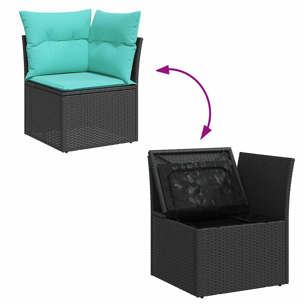 8-dijelni set vrtnih sofa od poliratana s jastucima crni bagrem