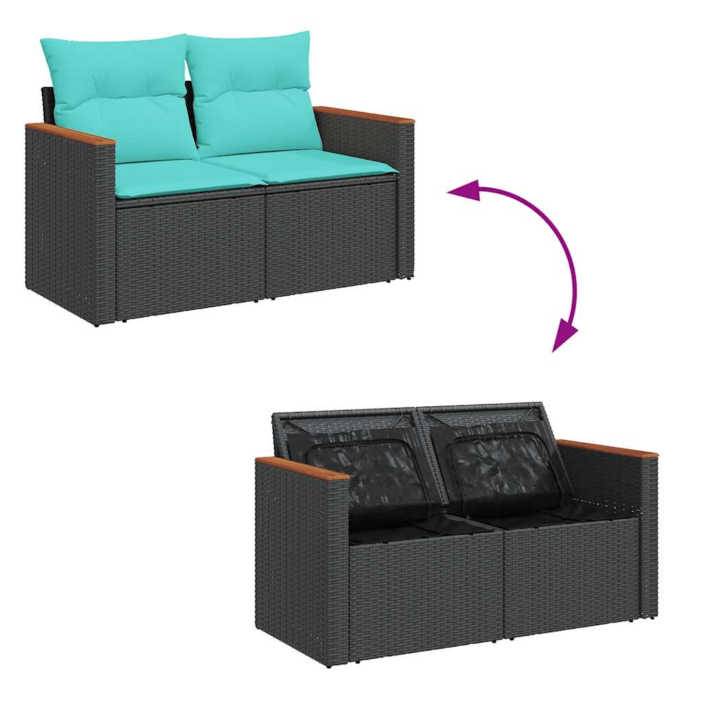 8-dijelni set vrtnih sofa od poliratana s jastucima crni bagrem