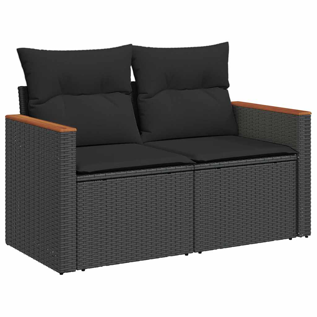 10-dijelni set vrtnih sofa s jastucima crni poliratana bagrem