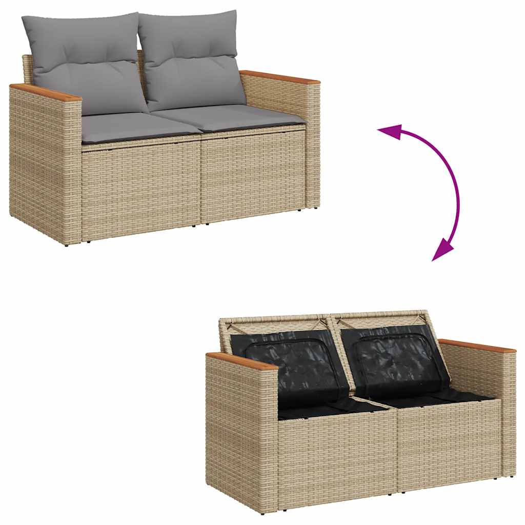 10-dijelni set vrtnih sofa s jastucima bež od poliratana bagrem