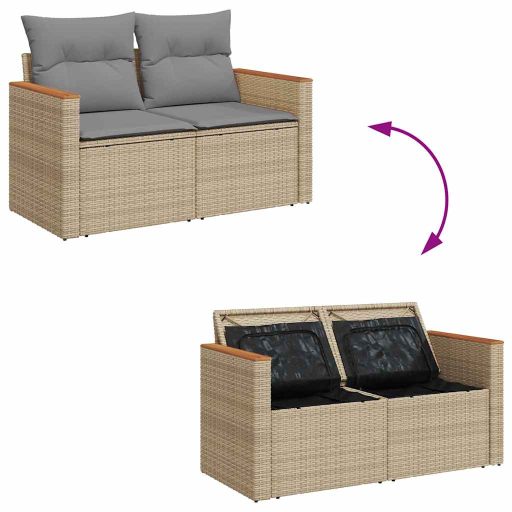 11-dijelni set vrtnih sofa od poliratana s jastucima bež bagrem