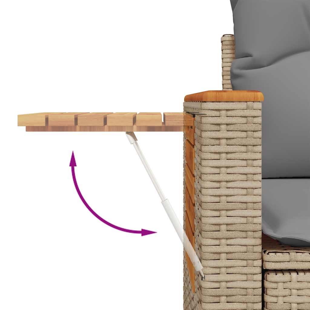 5-dijelni set vrtnih sofa s jastucima poliratan i bagrem bež