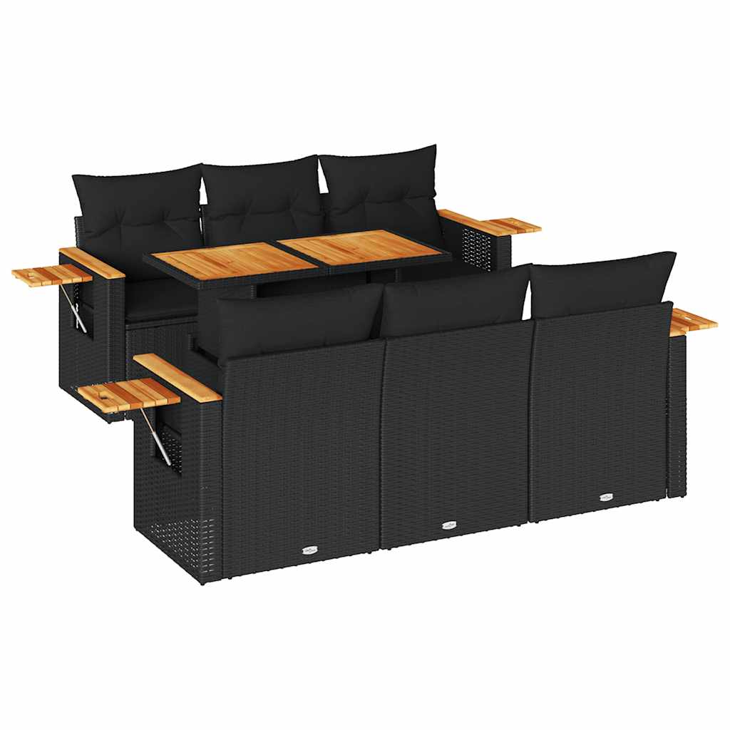 7-dijelni set vrtnih sofa od poliratana s jastucima crni bagrem