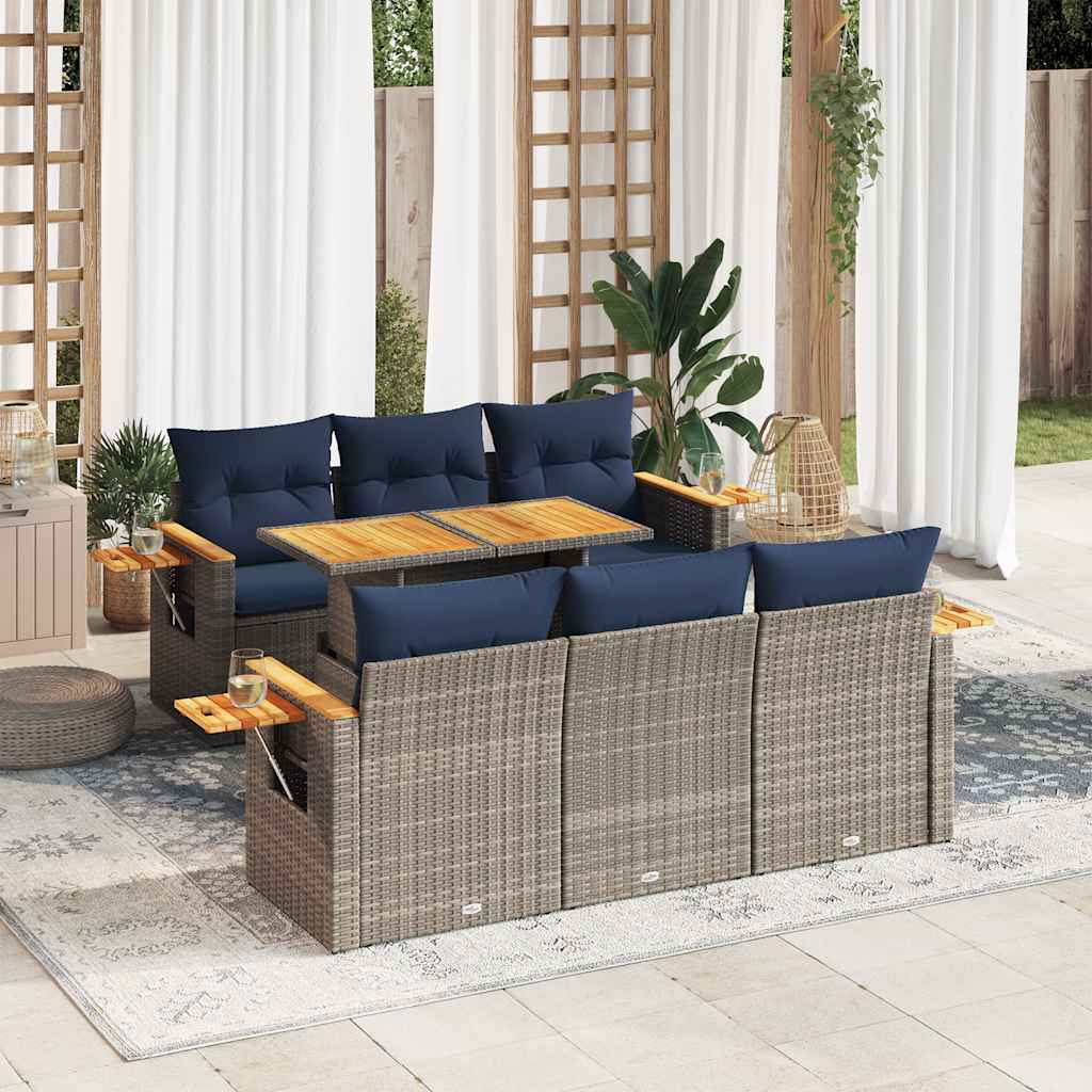 7-dijelni set vrtnih sofa sivi od poliratana