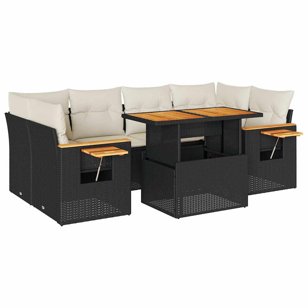 7-dijelni set vrtnih sofa od poliratana s jastucima crni bagrem