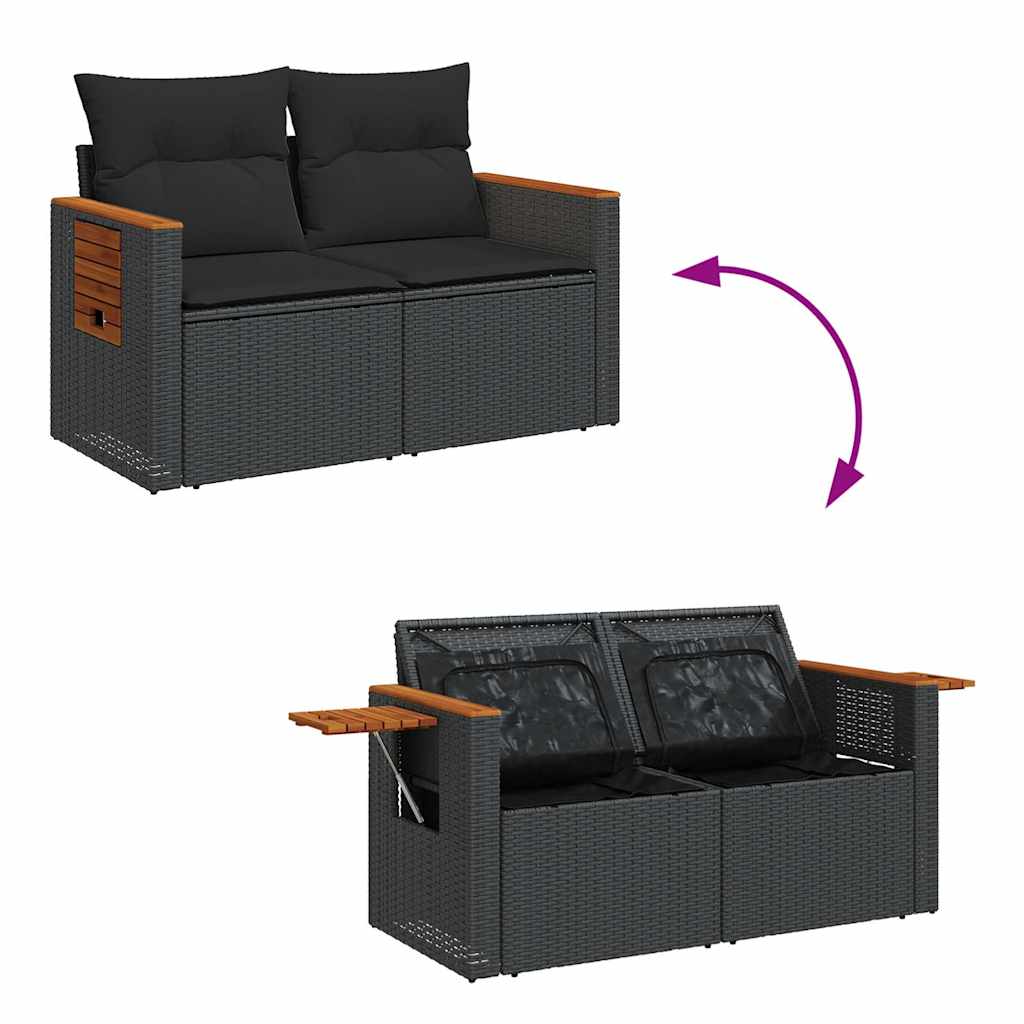 7-dijelni set vrtnih sofa od poliratana s jastucima crni bagrem