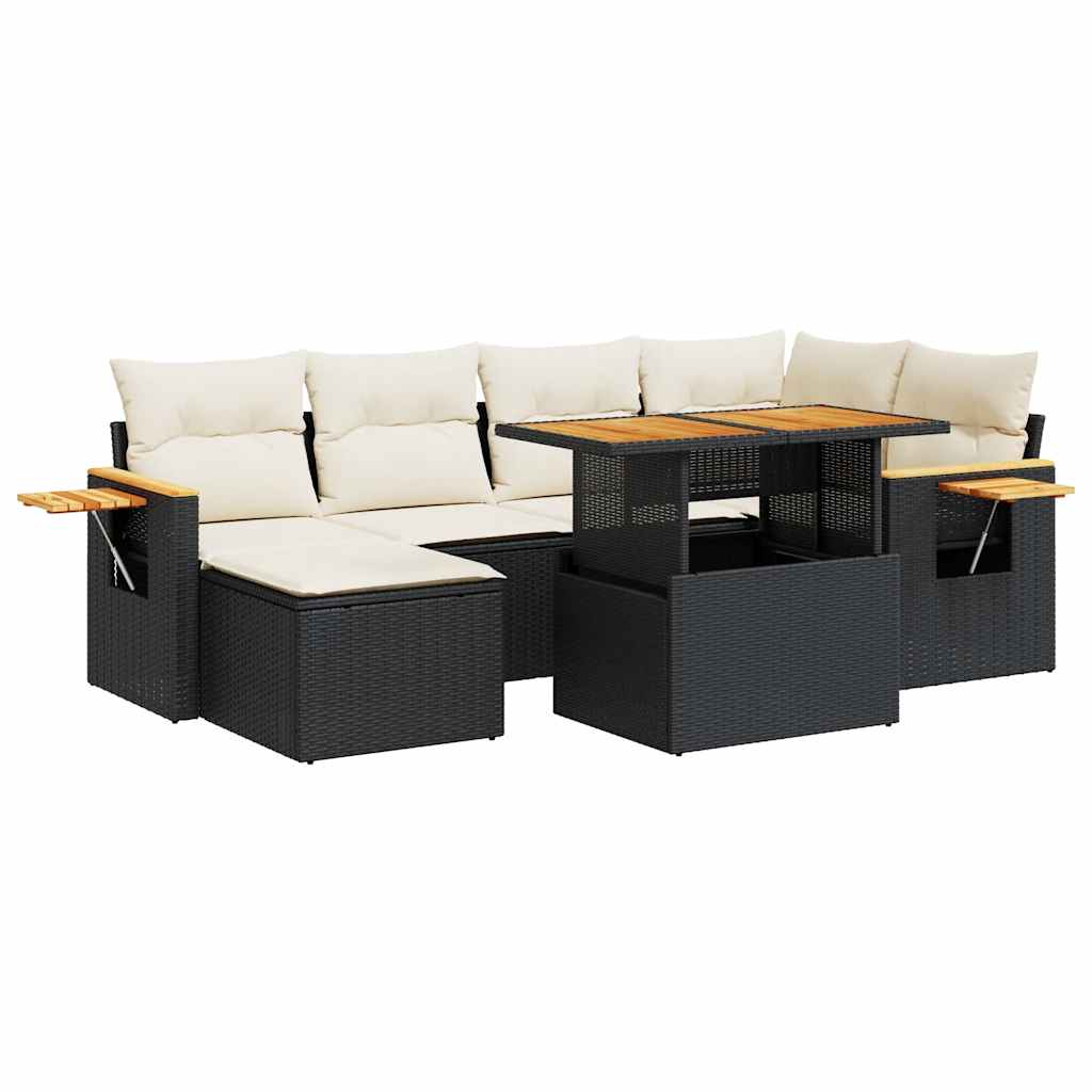 7-dijelni set vrtnih sofa od poliratana s jastucima crni bagrem