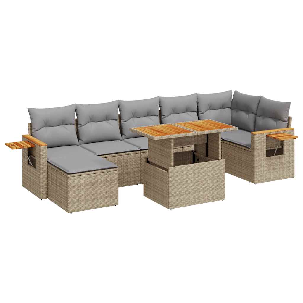 8-dijelni set vrtnih sofa od poliratana s jastucima bež bagrem