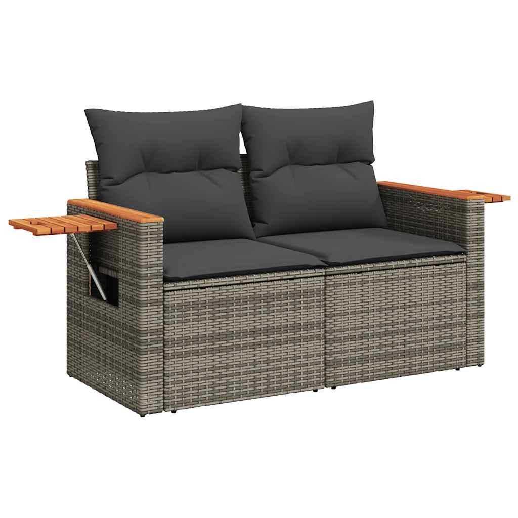 8-dijelni set vrtnih sofa od poliratana s jastucima sivi bagrem