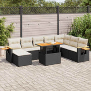 9-dijelni set vrtnih sofa s jastucima crni od poliratana bagrem